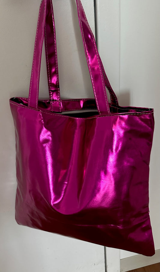 40% OFF-Magenta PU Leather Tote Bag