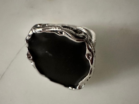 Silver Ring with Black Stone