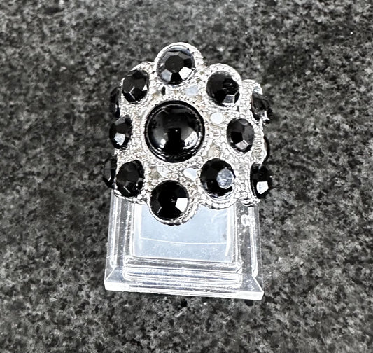 Silver Ring with Black Stones