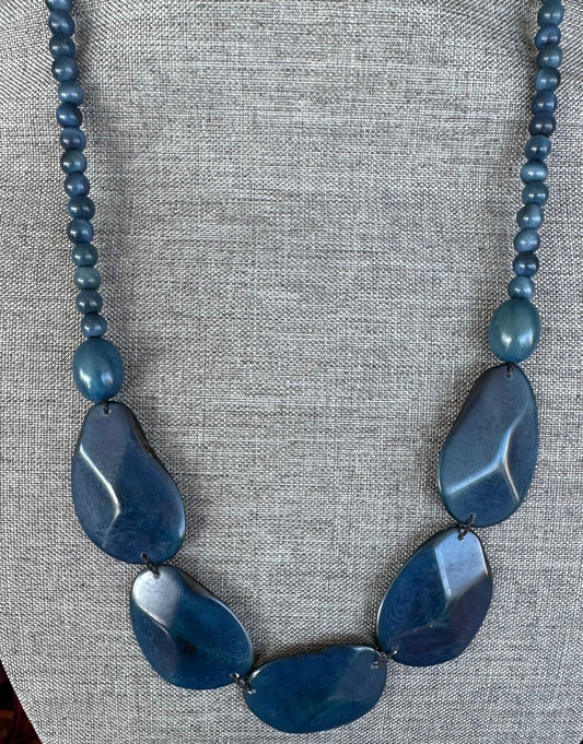 Blue Tagua Nut Necklace