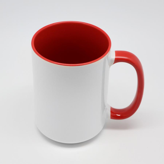 Mug Deluxe 15oz. (Red + White)